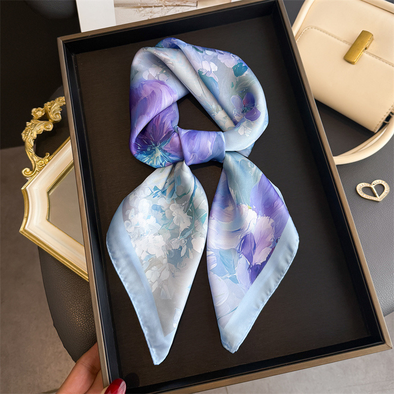 Ascot Neck Scarf - 2026 New Floral Print Silk Square