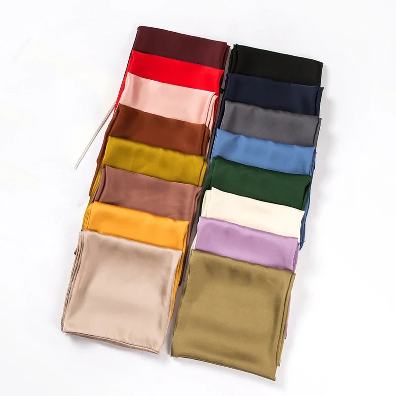 Satin Scarf Women 70cm Solid C - Ascot Neck Scarf ulasan dan harga