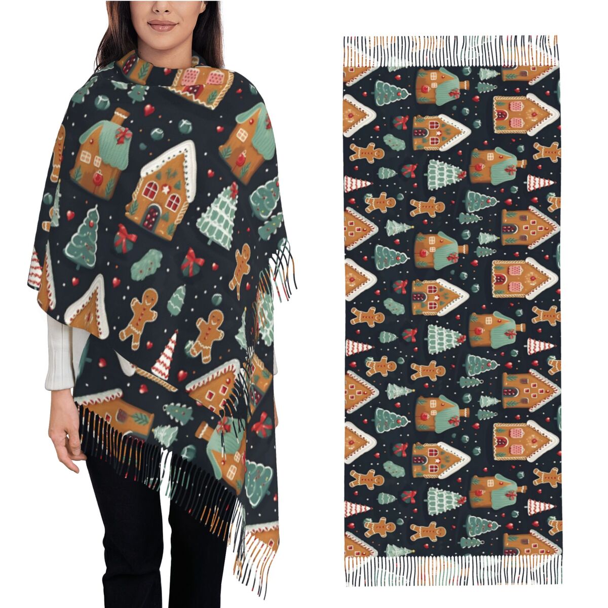 Christmas Delight- Whimsical G - Pashmina Wrap Large ulasan dan harga