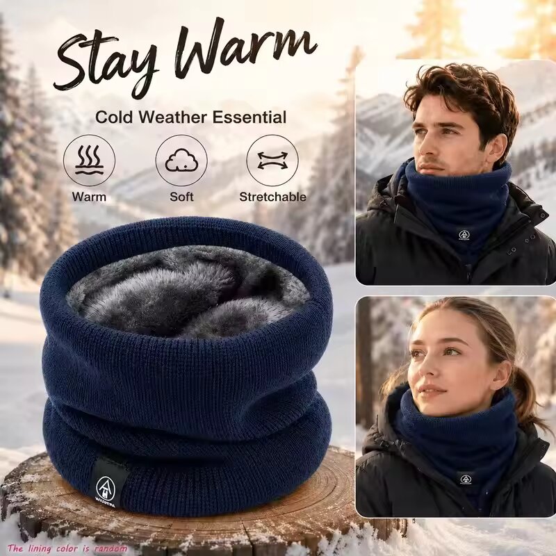 Winter Warm Knitted Neck Scarf - Muffler Men Wool ulasan dan harga