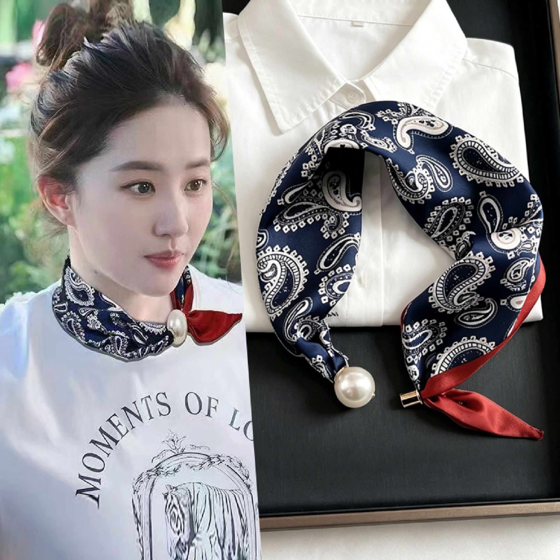 New Paisley Prints Pearl Tail  - Ascot Neck Scarf ulasan dan harga