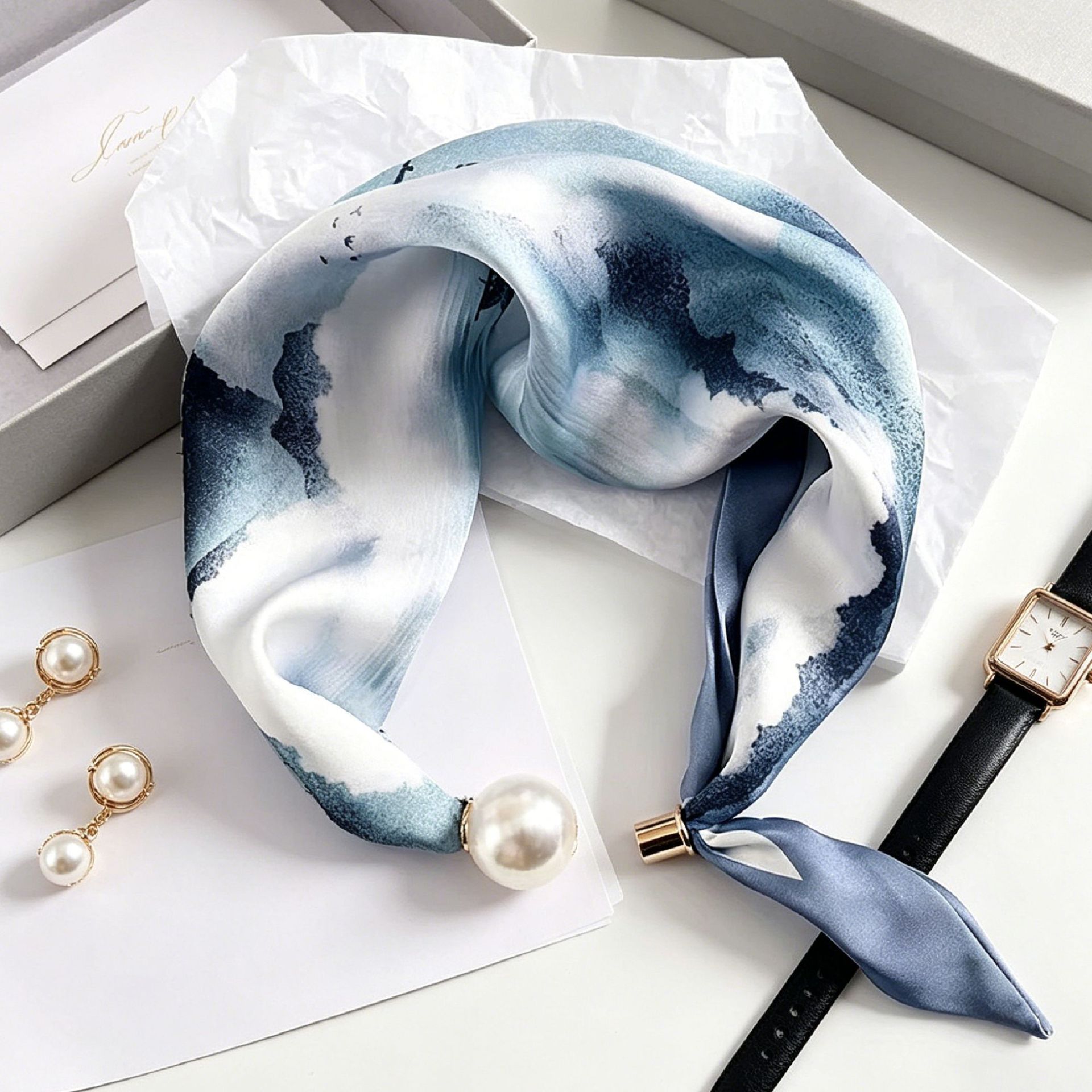 New Paisley Prints Pearl Tail  - Ascot Neck Scarf ulasan dan harga