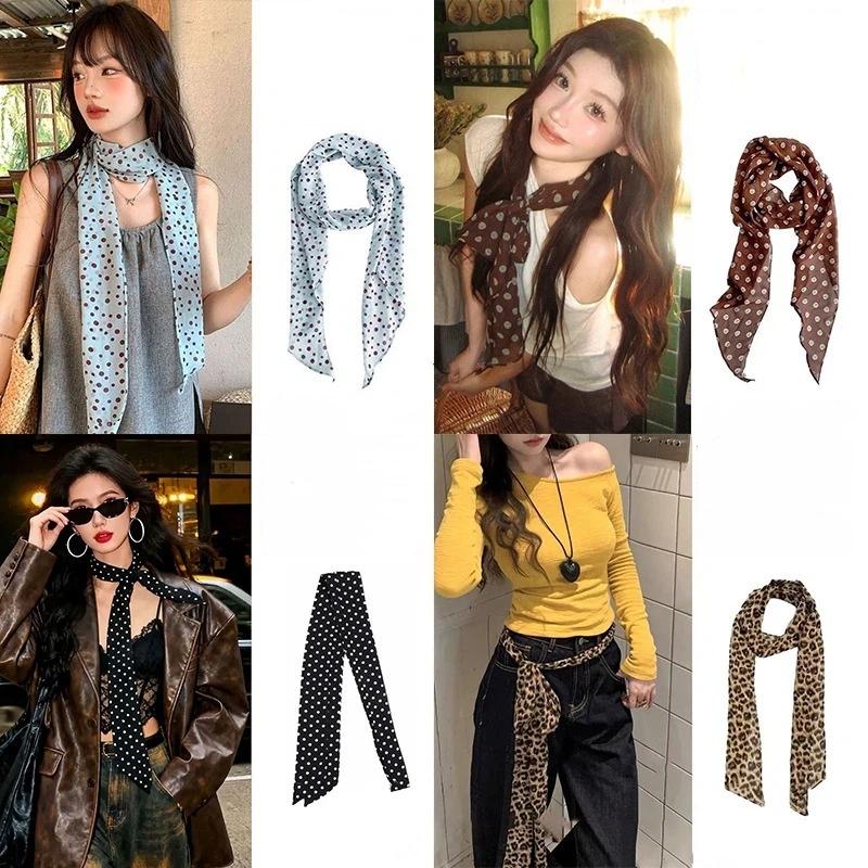 Polka Dot Floral Print Silk Sc - Ascot Neck Scarf ulasan dan harga