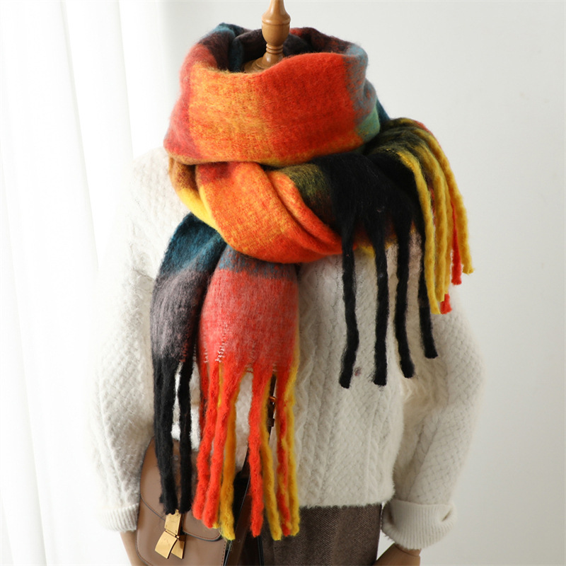 New Autumn Winter Grid Scarf W - Muffler Men Wool ulasan dan harga
