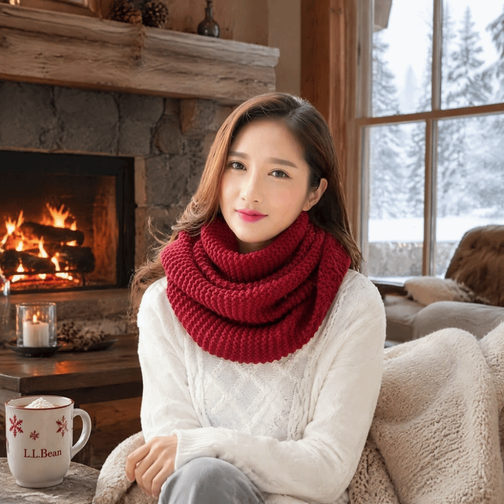 Solid Color Infinity Loop Scar - Infinity Scarf Knit ulasan dan harga