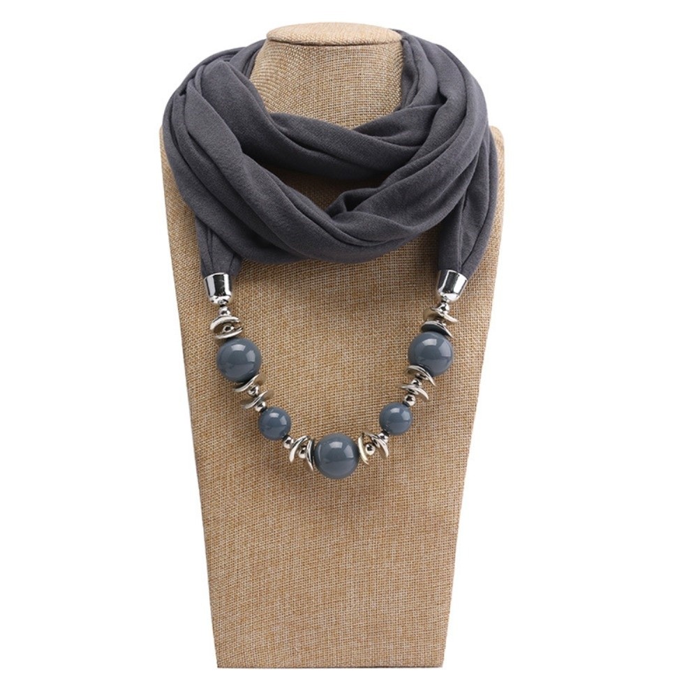 Chiffon Scarf Necklace Beaded  - Infinity Scarf Knit ulasan dan harga